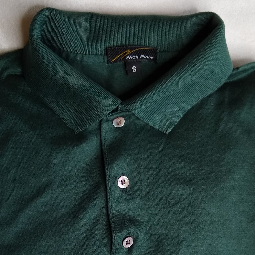 NICK PRICE Golf Shirt 100% Cotton Hunter Green Short Sleeves - Picture 5 of 5
